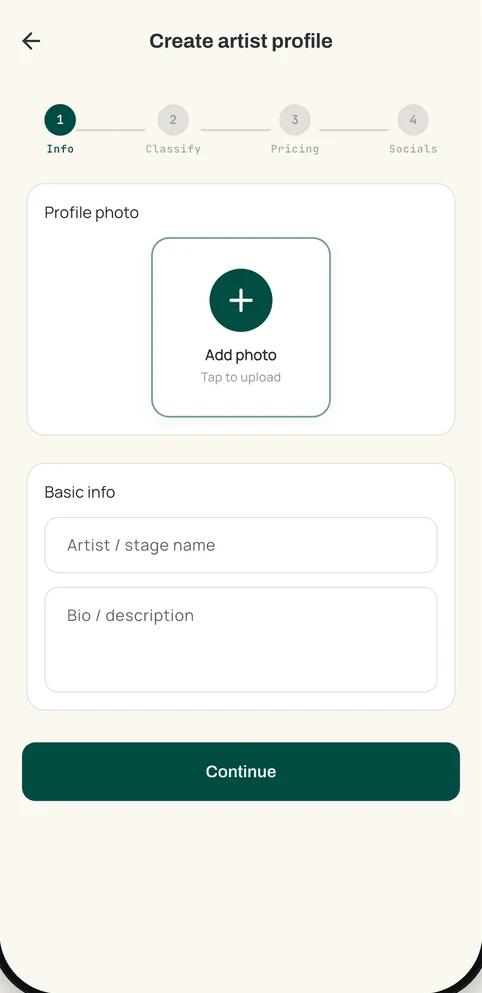Mewzo app — Build your profile